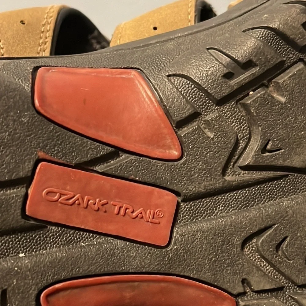 Ozark Trail Closed Toe, Open Sides Sandals Color is Tan, Mens size 9